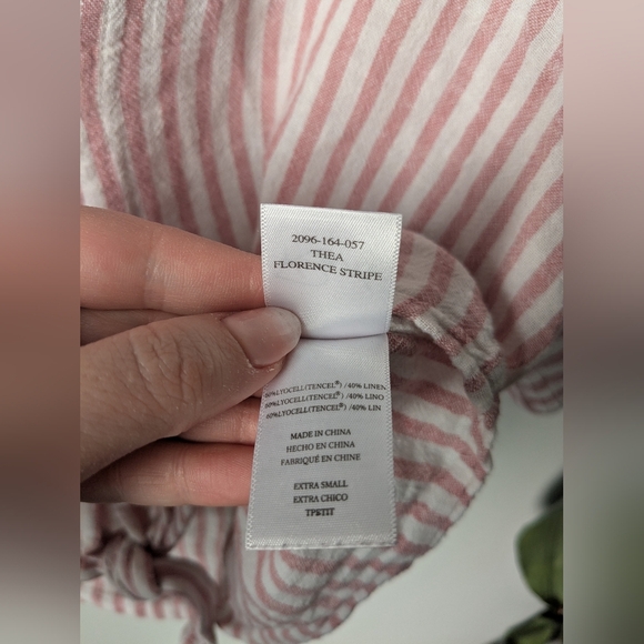 Rails Thea Cropped Short Sleeve Linen Blend Blouse, Florence Stripe - Size Xs - Picture 4 of 5